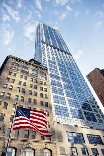 Construction of 1WTC and the American Flag