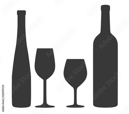 Weinflaschen und Gläser Silhouetten