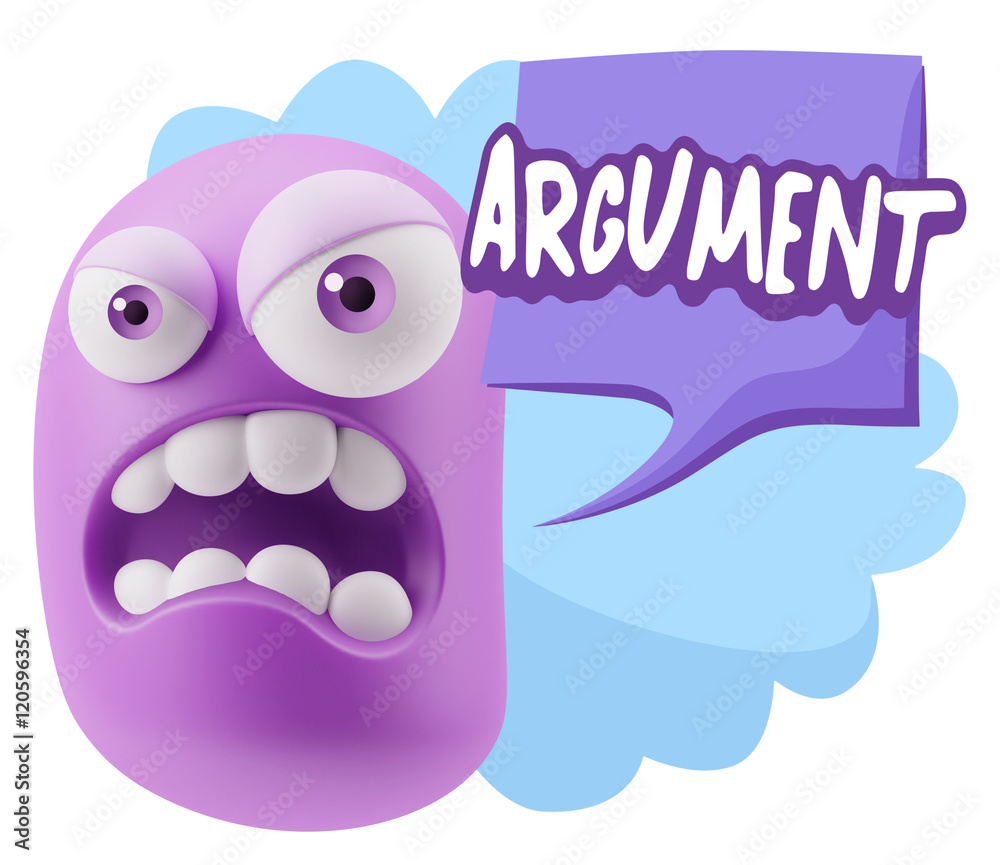 3d Illustration Angry Face Emoticon saying Argument with Colorfu 3d Illustration Angry Face Emoticon saying Argument with Colorfu