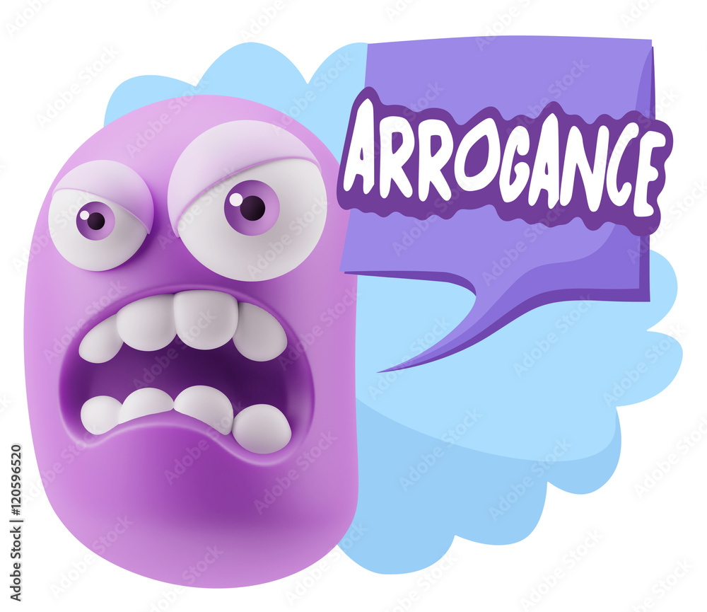 3d Illustration Angry Face Emoticon saying Arrogance with Colorf 3d Illustration Angry Face Emoticon saying Arrogance with Colorf