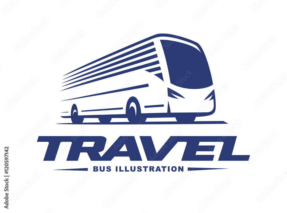Fototapeta premium Travel bus illustration on light background