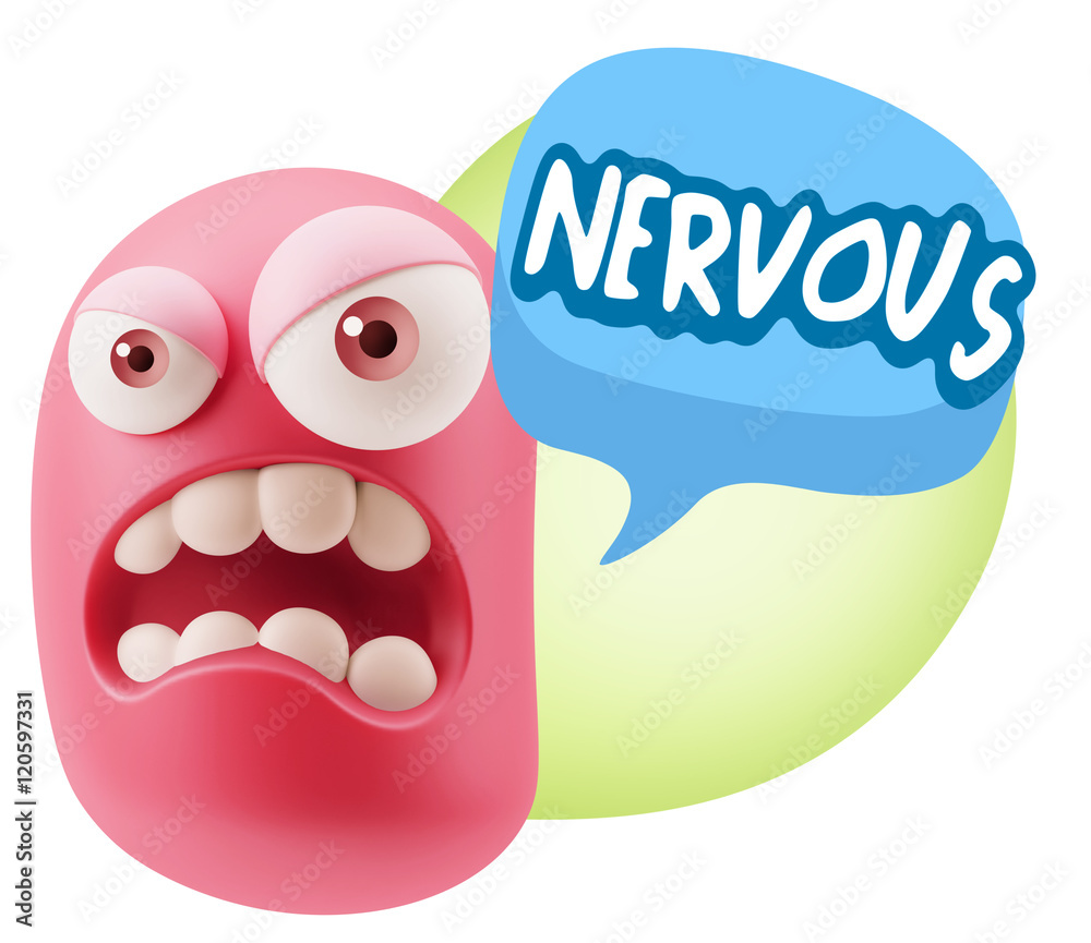 3d Illustration Angry Face Emoticon saying Nervous with Colorful 3d Illustration Angry Face Emoticon saying Nervous with Colorful