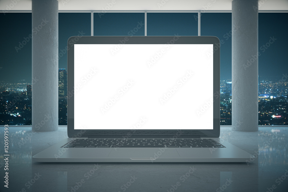 Huge laptop with white monitor Huge laptop with white monitor