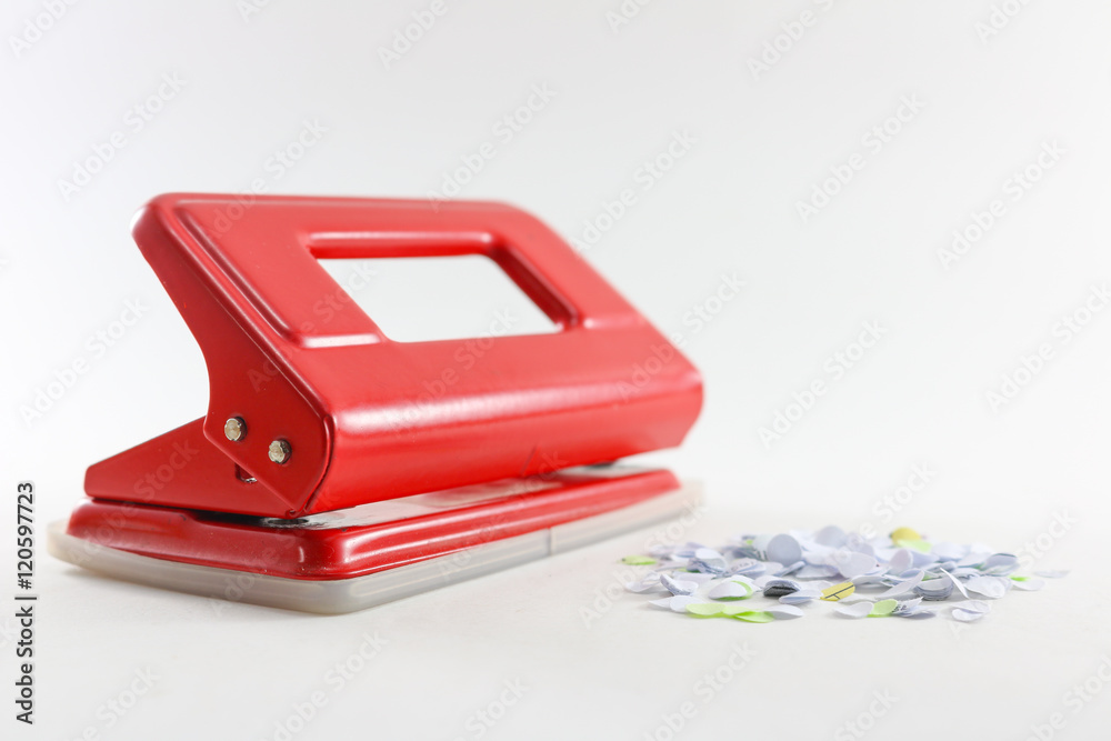 Red puncher on white background isolated. Red puncher on white background isolated.