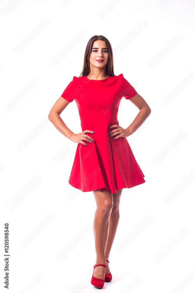 Happy smiling woman with different gesture, on white background. Happy smiling woman with different gesture, on white background.