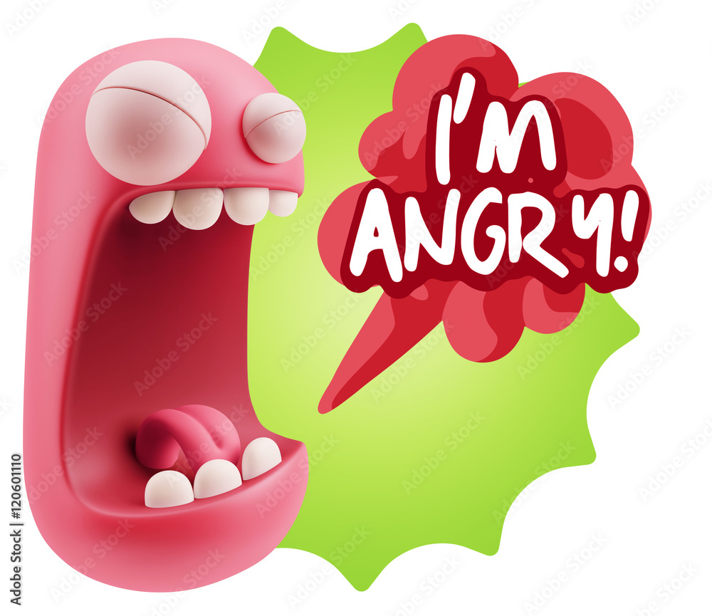 Obraz premium 3d Illustration Angry Face Emoticon saying I'm Angry with Colorf