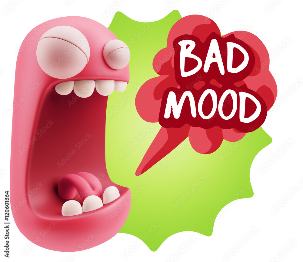 Obraz premium 3d Illustration Angry Face Emoticon saying Bad Mood with Colorfu