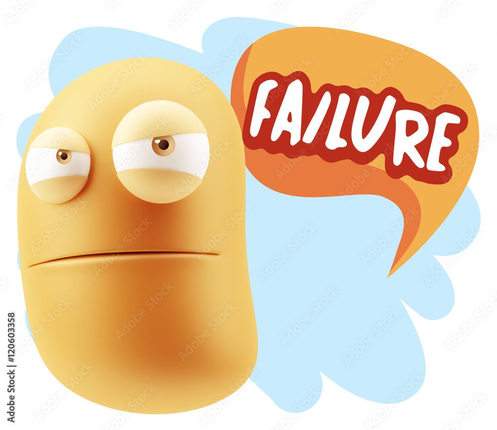 3d Illustration Angry Face Emoticon saying Failure with Colorful 3d Illustration Angry Face Emoticon saying Failure with Colorful