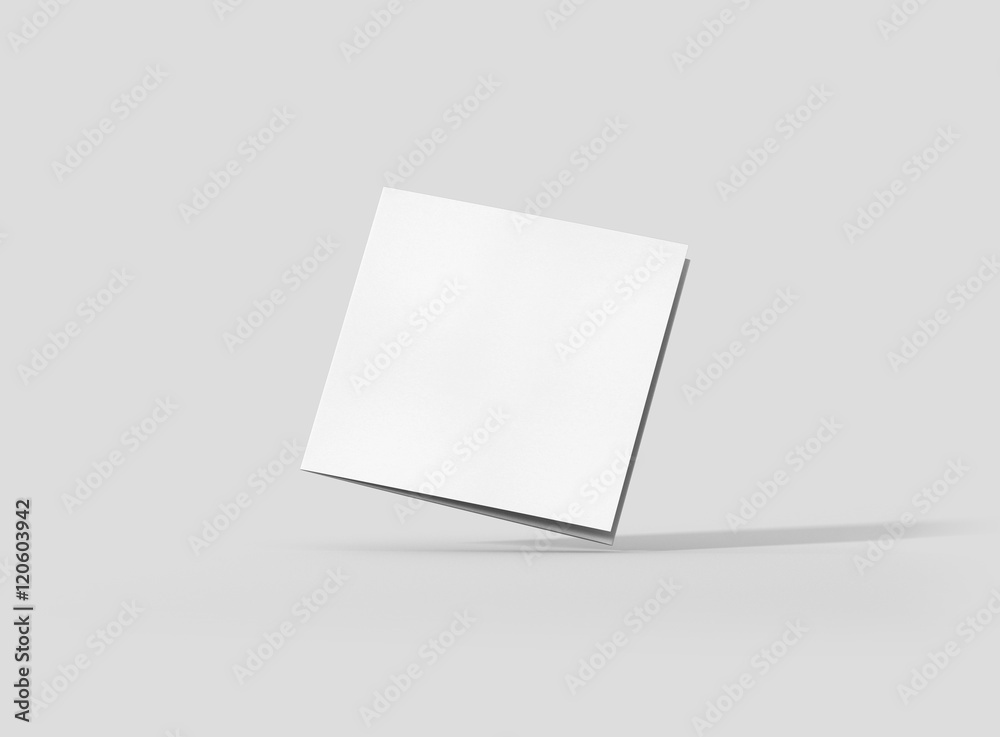 Photorealistic SquareTrifold Brochure Mockup, closed frontside, on light grey background. 3D illustration. High Resolution Texture. Mockup template ready for your design. Photorealistic SquareTrifold Brochure Mockup, closed frontside, on light grey background. 3D illustration. High Resolution Texture. Mockup template ready for your design.
