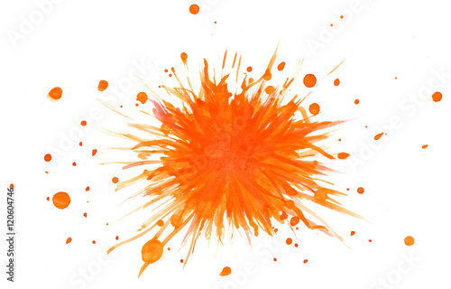 Orange splash grunge in watercolor