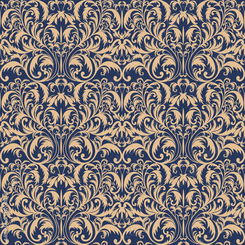 Seamless Baroque pattern. Golden pattern. Vintage background for invitation, fabrics. Vector illustration