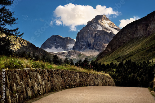 Road to Alpien mountain Granta Parey in Aosta Valley