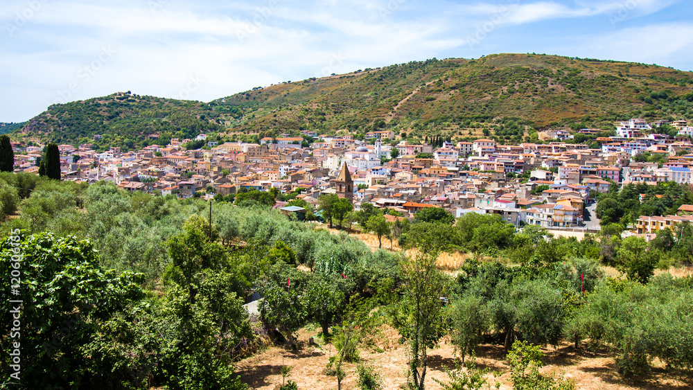 view of Orani, a small Sardinian town, Italy