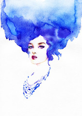 Crédence de cuisine Portrait aquarelle Style woman portrait. Abstract fashion watercolor illustration  © Anna Ismagilova