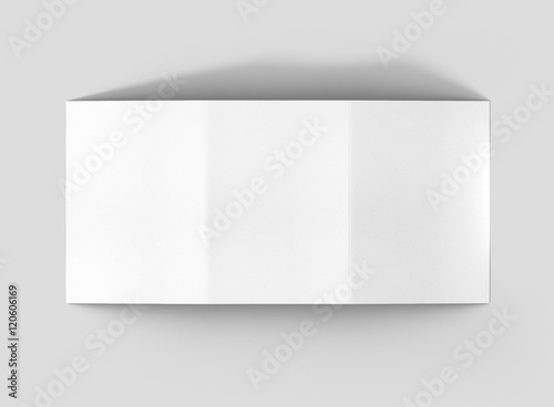 Photorealistic A4 Trifold Brochure Mockup on light grey background. 3D illustration. High Resolution Texture. Mockup template ready for your design. 