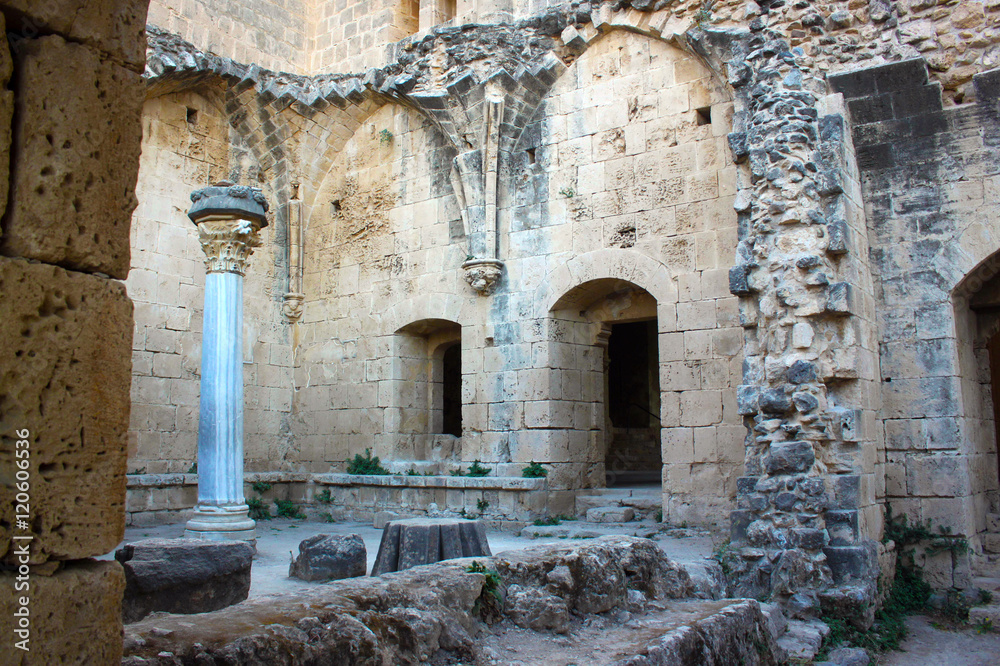 The ruins of the Abbey of Bellapais. Kyrenia (Girne). Northern Cyprus.