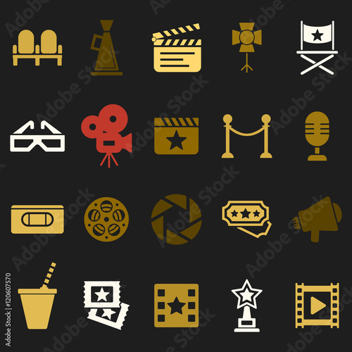 Cinema retro icons set
