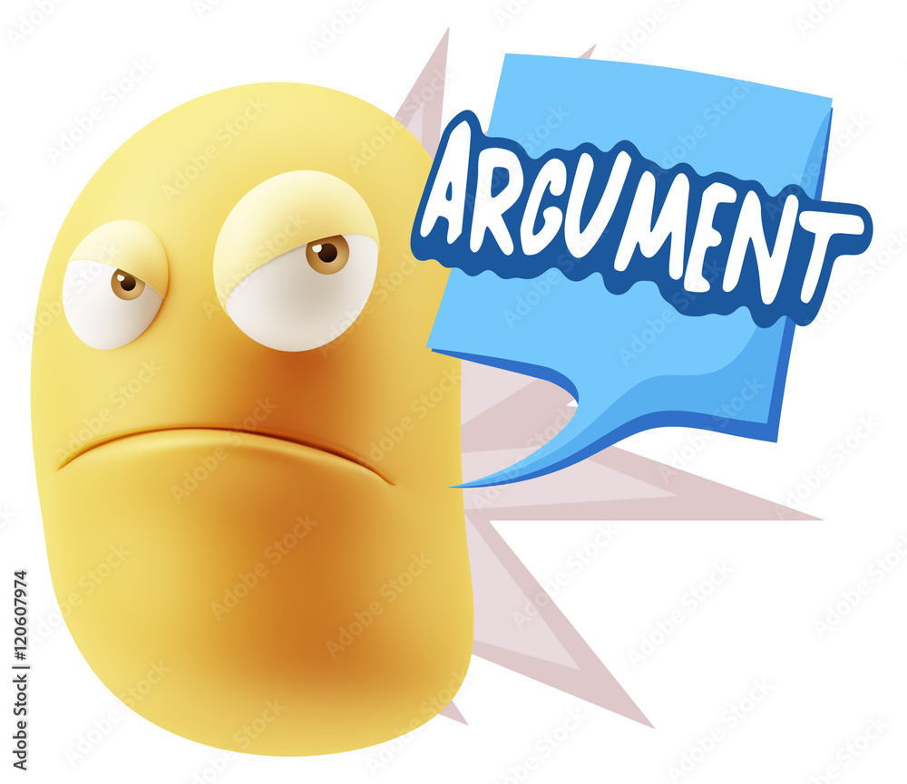 3d Illustration Angry Face Emoticon saying Argument with Colorfu 3d Illustration Angry Face Emoticon saying Argument with Colorfu