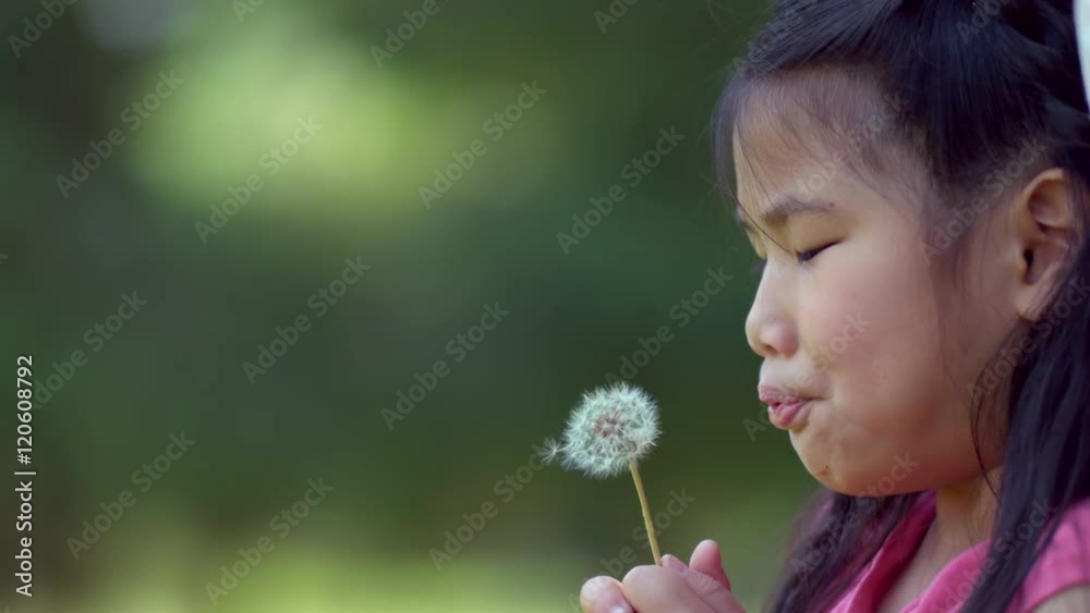 Closeup of girl blowing dandelion, shot on Phantom Flex 4K Closeup of girl blowing dandelion, shot on Phantom Flex 4K