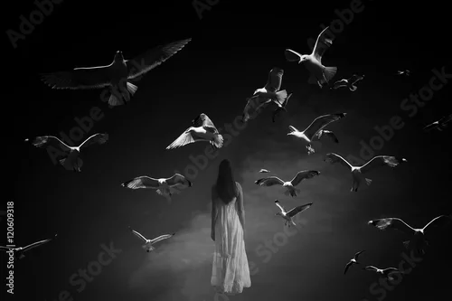Obraz Birds and a woman