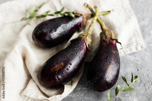 Eggplant on a gray background