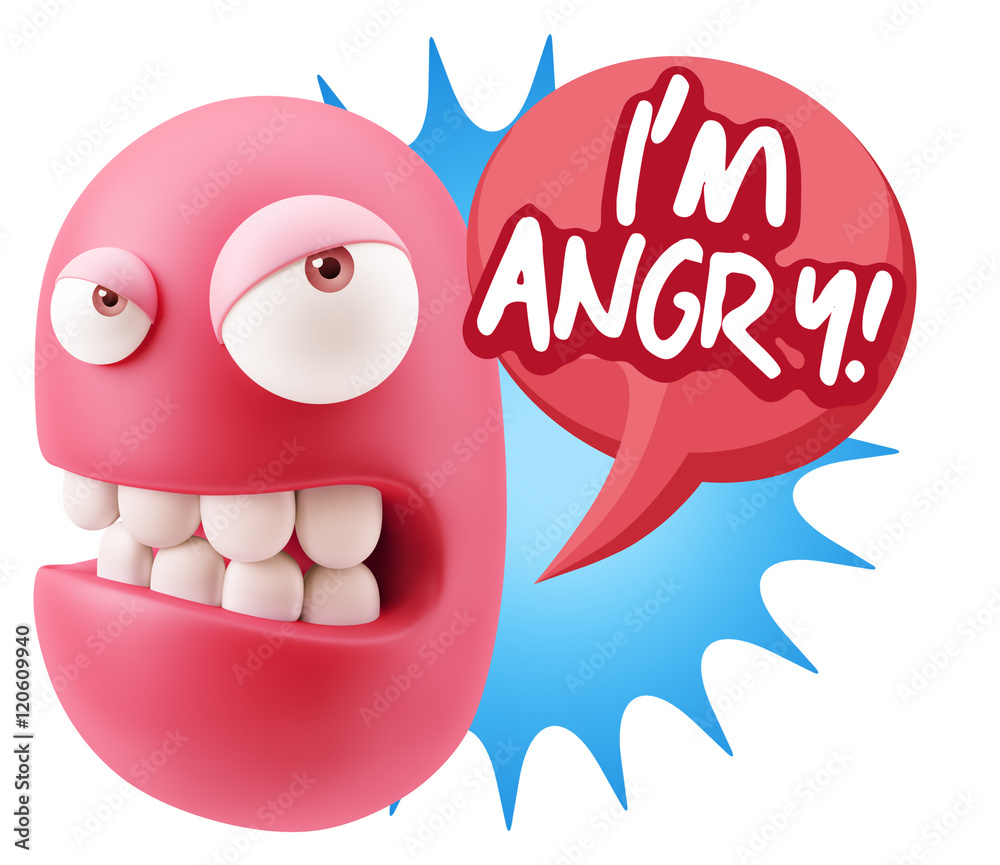 Obraz premium 3d Illustration Angry Face Emoticon saying I'm Angry with Colorf