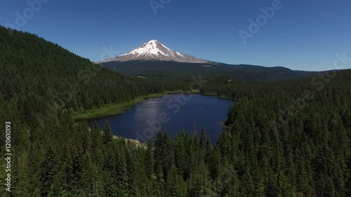 Aerial shot of Trillium Lake and Mt. Hood, Oregon photo