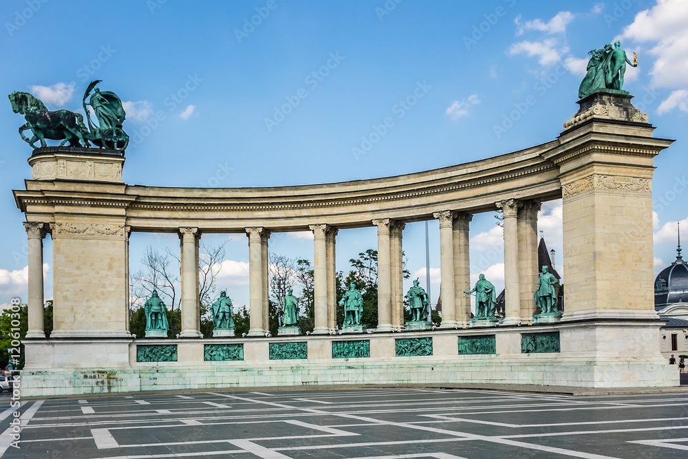 Heroes Square, Millennium Monument, Colonnade. Budapest Hungary.
