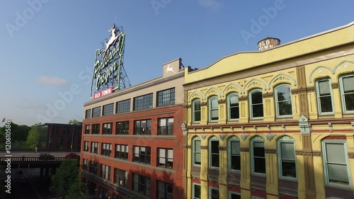  Portland, Oregon, May 12, 2015: Aerial shot of Portland Oregon sign 