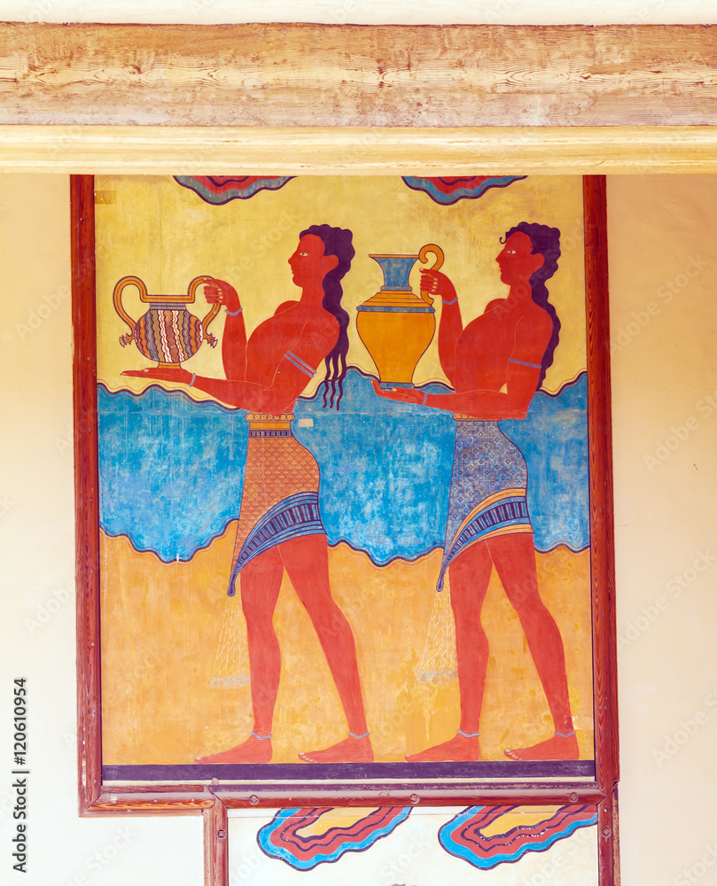 Water carrier fresco, symbol of minoan culture, Knossos palace