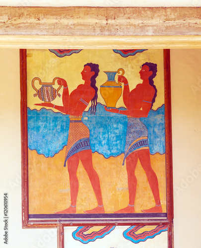 Obraz na płótnie Water carrier fresco, symbol of minoan culture, Knossos palace w salonie