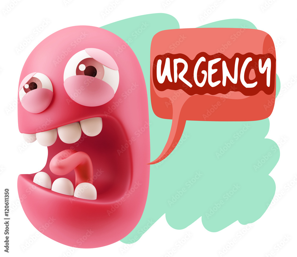 Obraz premium 3d Illustration Angry Face Emoticon saying Urgency with Colorful