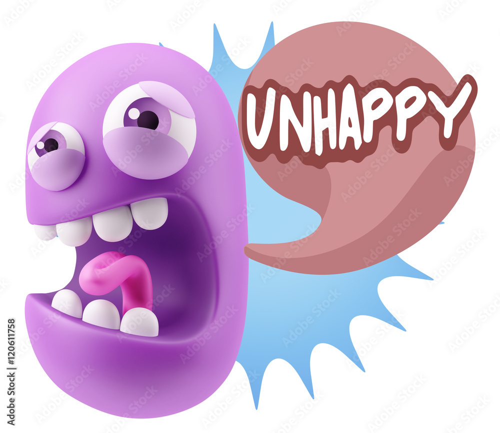 Obraz premium 3d Illustration Angry Face Emoticon saying Unhappy with Colorful