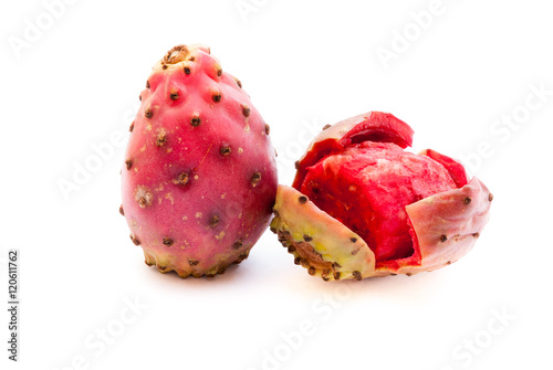 prickly pear (opuntia) fruits  closeup isolated on white backgro photo