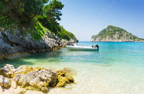 beautiful coast in Paleokastritsa on Corfu island, Greece