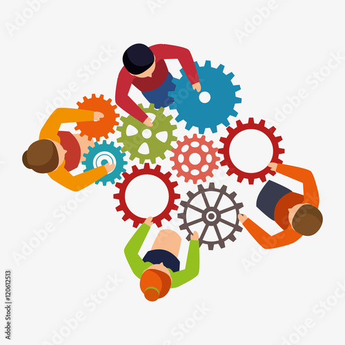 teamwork team persons gears design isolated vector illustration eps 10