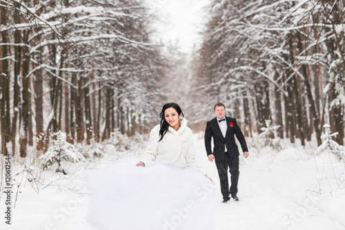 wedding couple at the winter day © satura_