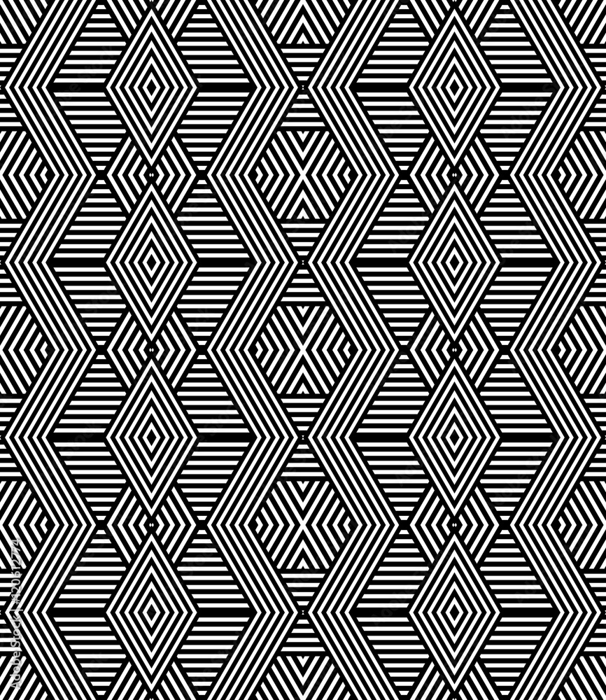 Seamless diamonds and hexagons pattern.