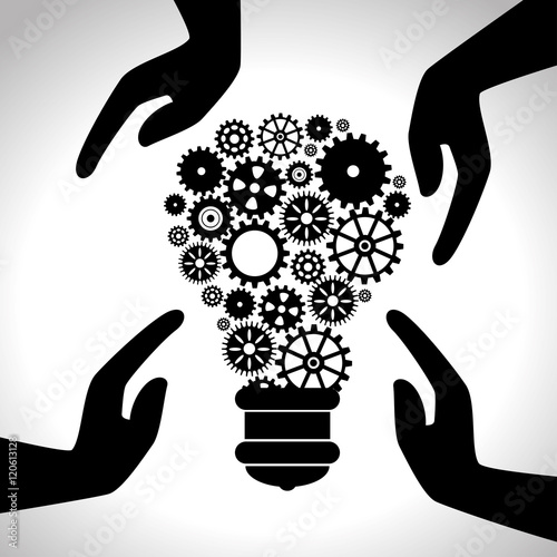 efficiency icons hands gears design isolated vector illustration eps 10