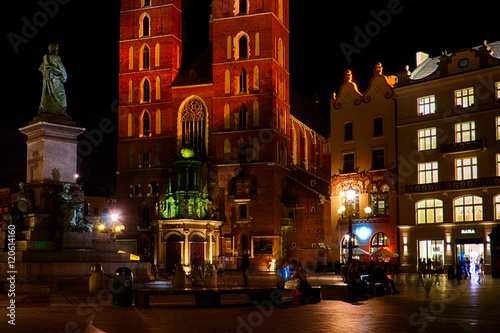 The Main Square of Krakow at night