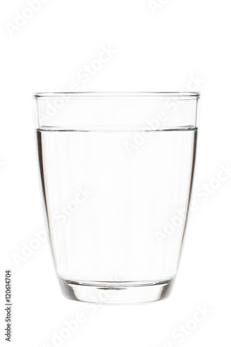 Water in clear glass isolated on white background with clipping