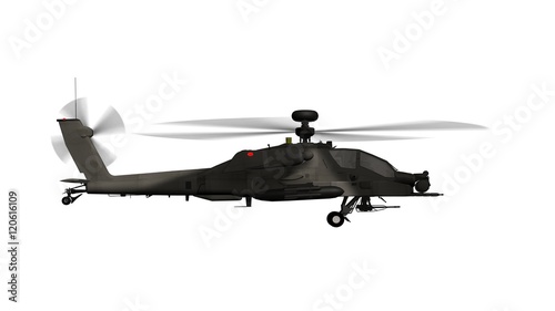 armed longbow apache helicopter in flight isolated on white  photo