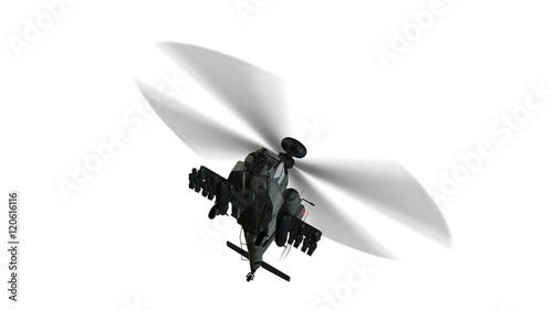 armed longbow apache helicopter in flight isolated on white  photo