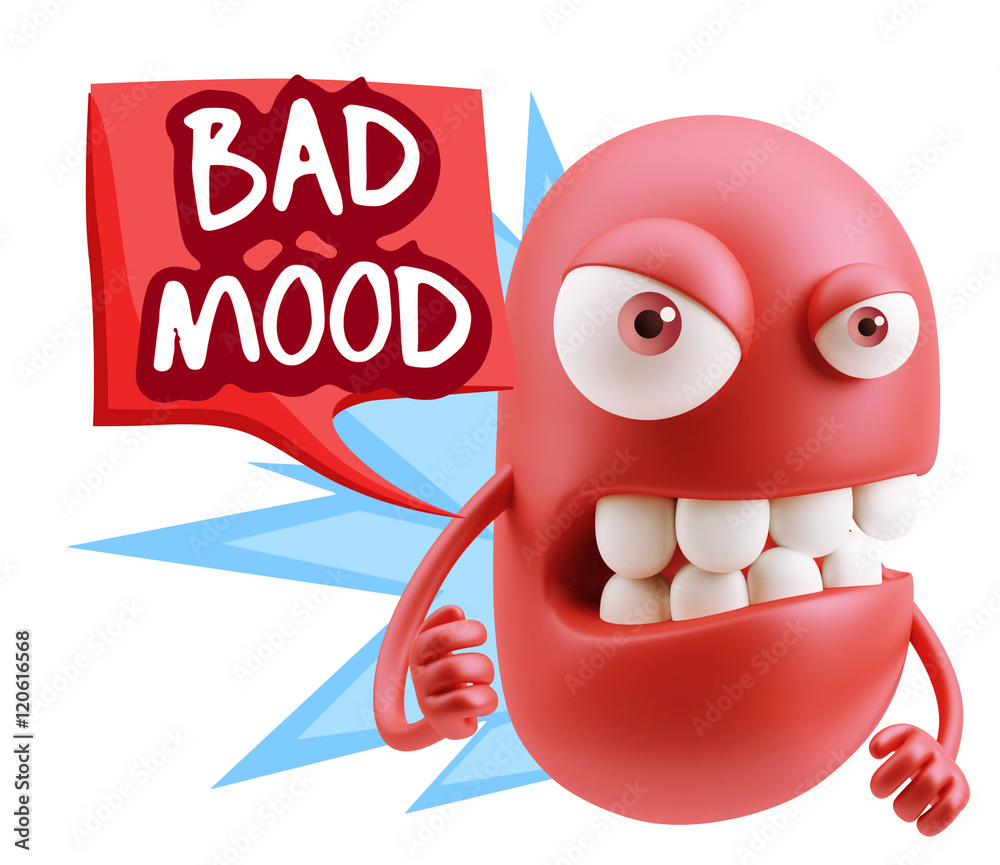 Obraz premium 3d Rendering Angry Character Emoji saying Bad Mood with Colorful
