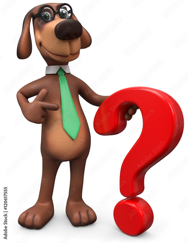 spontan I nåde af fuldstændig 3d Hund mit Fragezeichen Stock Illustration | Adobe Stock