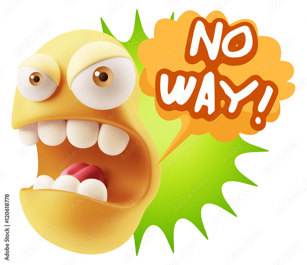 3d Rendering Angry Character Emoji saying No Way with Colorful S 3d Rendering Angry Character Emoji saying No Way with Colorful S