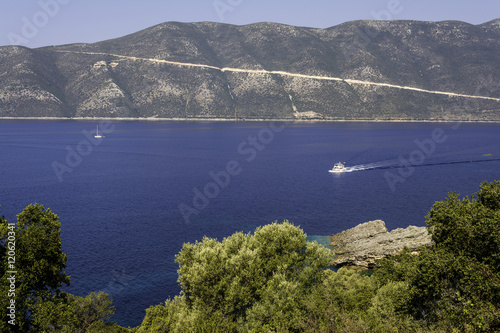 Ship in the sea. Summer season nature background