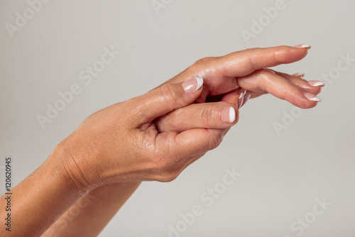 Canvas Print Hands of middle aged woman