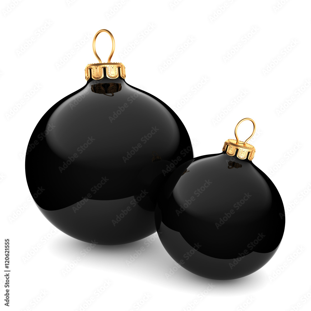 3D rendering Black Christmas ball