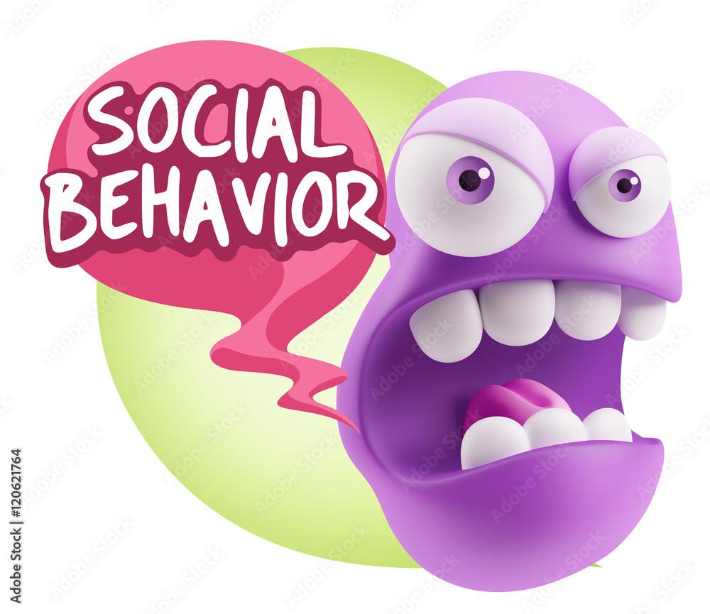 3d Rendering Angry Character Emoji saying Social Behavior with C 3d Rendering Angry Character Emoji saying Social Behavior with C